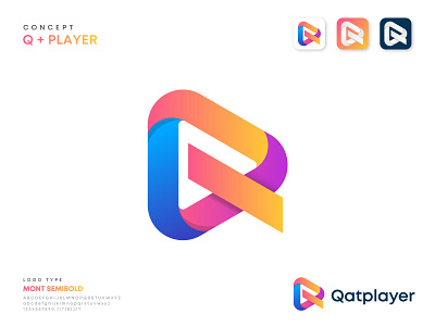 QatPlayer Logo Design app branding button company design icon letter mark live logo logosohel multimedia music play player q logo record social sound streaming video