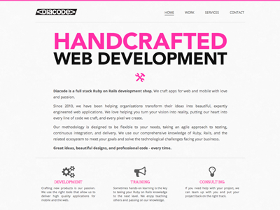 Diacode home pink web development