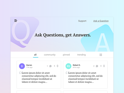 Q&A Landing Page answer community support customer support help desk qa question question answer support
