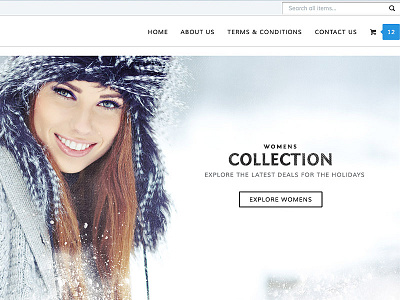 Winter Theme clothing e commerce girls landing product shop shopping cart theme website winter