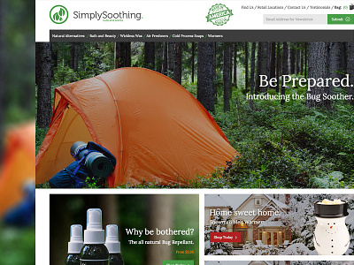 Brand Creating bug forest image landing nav redesign shopping cart slider soothing store website