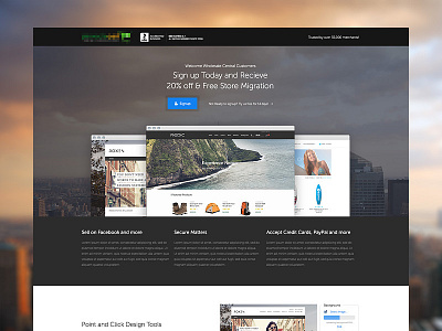 Landing Page banner design features landing options sign up splash trial ui ux website