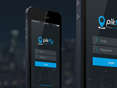 PikFly App Design app design forgot form ios local login modern screen signup