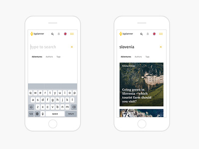 IQPlanner mobile search pages