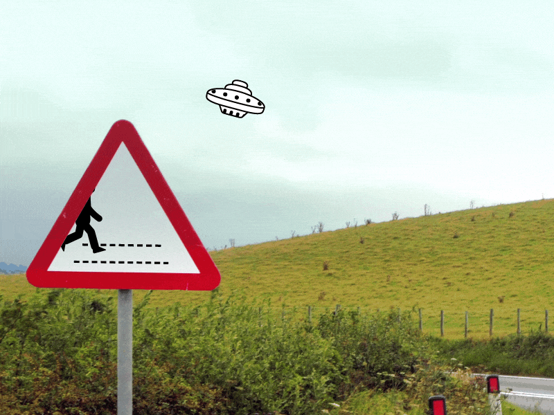 Email Header GIF (3 of 3) animated gif animation beam email flying motion graphics person road sign ufo walking