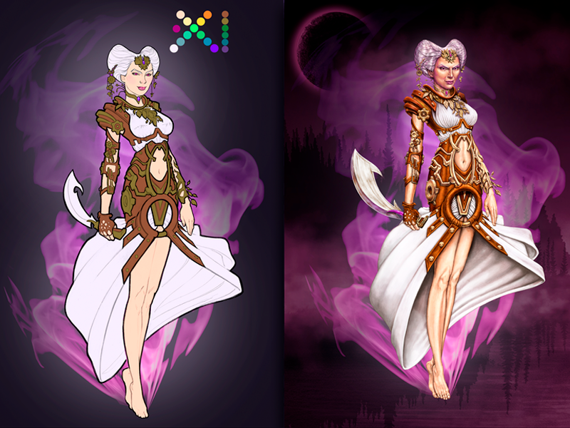 Perchta Character Design steampunk photoshop concept art slot gambling digital painting illustration character design game casino