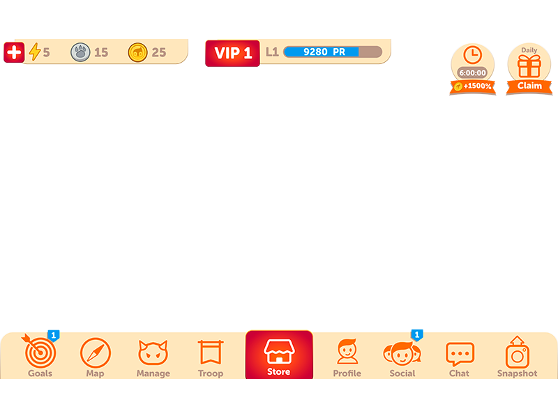 Mobile Game UI ui ux user interface illustrator photoshop clean cartoon gui game mobile iphone