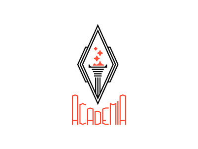 Admind Academia logo (unused) art deco crystal lineart lines logo simple tangerine torch