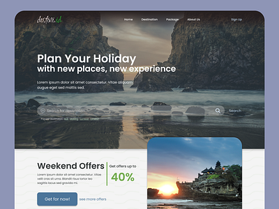 landing page for trip website