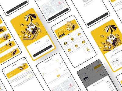 Parsian Insurance application app application branding car design flat icon illustration insurance app interface isometric illustration login minimal signin ui ux vector web yellow