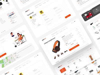 Gadjet Consumer shop illustration minimal online shop online store orange ui ux vector