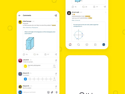 Q Hub Application-Concept app blue daily ui design education minimal question solve ui vector yellow