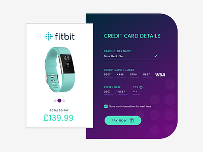 Daily Ui #002 Checkout Payment 002 002 checkout creditcard dailyui dailyuichallenge design fitbit ui