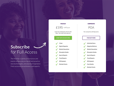 Subscribe table experiment design landing member page pricing sign subscribe table ui up website