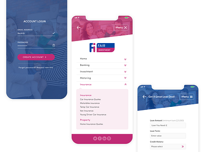 Mobile menu concept design finance login form menu mobile navigation ui ux website wordpress