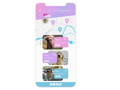 Pet app concept - Let's play UI Challenge #020 app dailyui dailyui20 design dog gps location app location tracker pet pet design ui ux