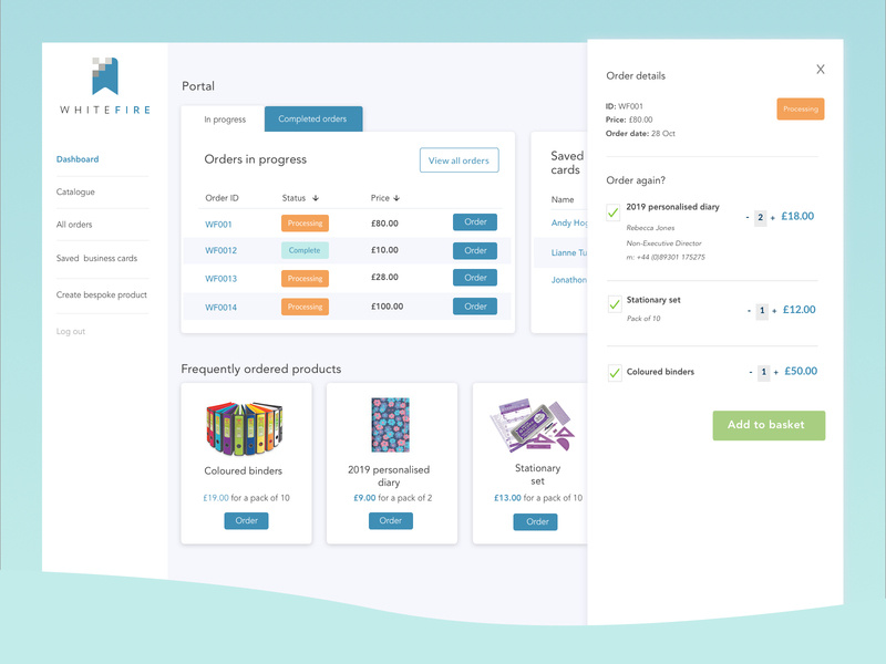 Ordering dashboard application by becki sneap on Dribbble