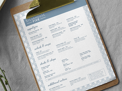 Menu Design: Steakhouse Five