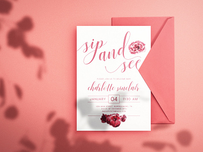 Invitation Design: Baby Shower baby card colorful design feminine graphic design illustration invitation pink print watercolor
