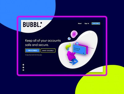 Bubbl. Landing Page bubble figma illustration illustrator landing page landing page concept mockup sketch ui