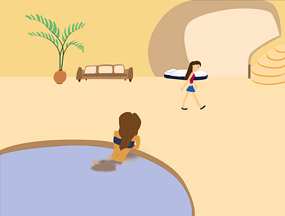 Minimalist Pool Lounge design flat graphic design illustration vector