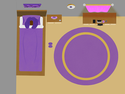 Davis Kaylah Bedroom design flat illustration vector
