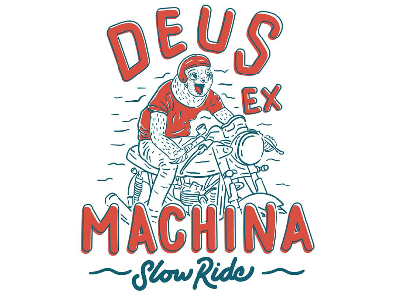 Slow Ride~ custom deus illustration motorcycle ride riding sloth slow t-shirt design touring