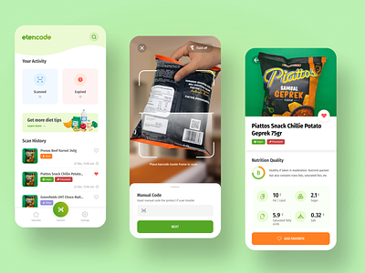 Food Scanner App app design clean diet diet app food mobile design modern nutrition scanner