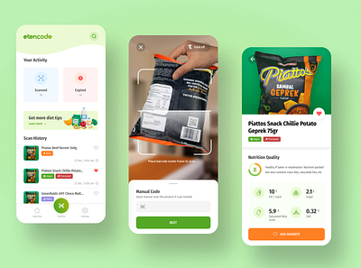 Food Scanner App app design clean diet diet app food mobile design modern nutrition scanner