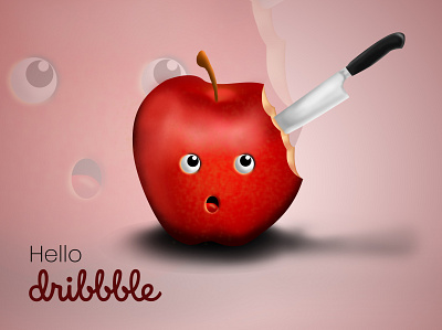 Aple and Knife 3d 3d art apple apple design debut firstshot hello dribbble illustration manipulation