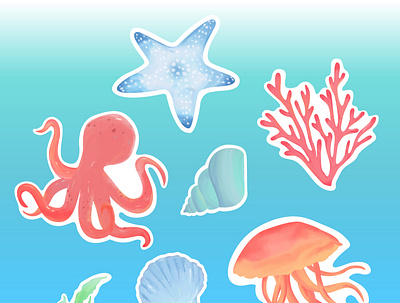Ocean Series Stickers custom design illustration
