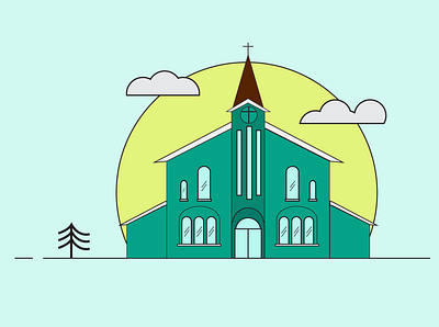 gereja design flat icon illustration minimal vector