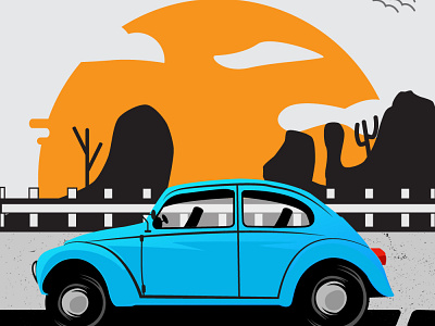VW Beetle art design flat icon illustration minimal vector