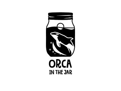 Orca In the Jar black and white classy flat illustration lineart logo minimalist