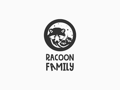 RACOON FAMILY animal bw flat logo minimalist racoon