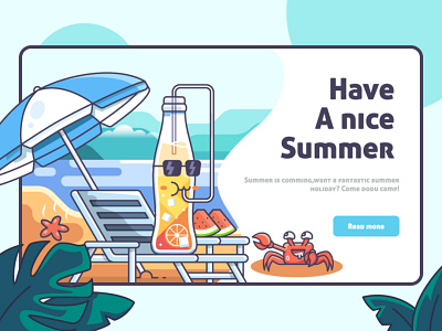 summer banner beach chair cola crab sea summer sunshade watermelon