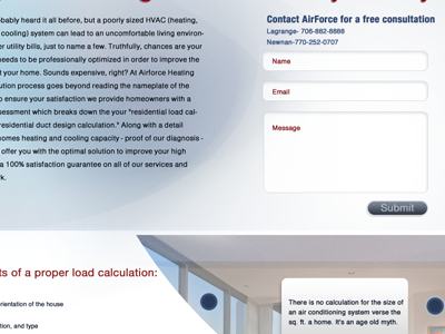 Landing Page for local heating and air company