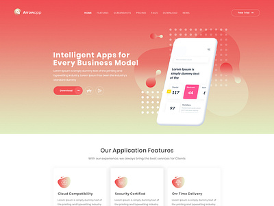 App Landing page design landingpage photoshop tech business ui ux wordpress wordpress theme