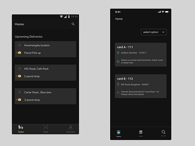 Dark theme concept for a delivery app android darkmode darktheme delivery ios task uidesign uiux