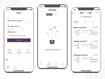 Shots from ticket booking app redesign appdesign booking app homepage ios irctc list ticket booking ui uidesign uxui