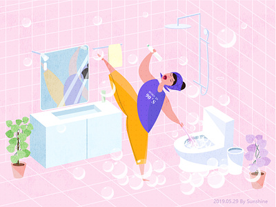 the Carnival in the bathroom-2 design flat illustration typography website