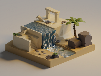 Desert ancient diorama lowpoly 3d artist diorama isometric design lowpoly3d
