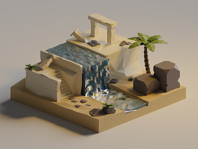 Desert ancient diorama lowpoly