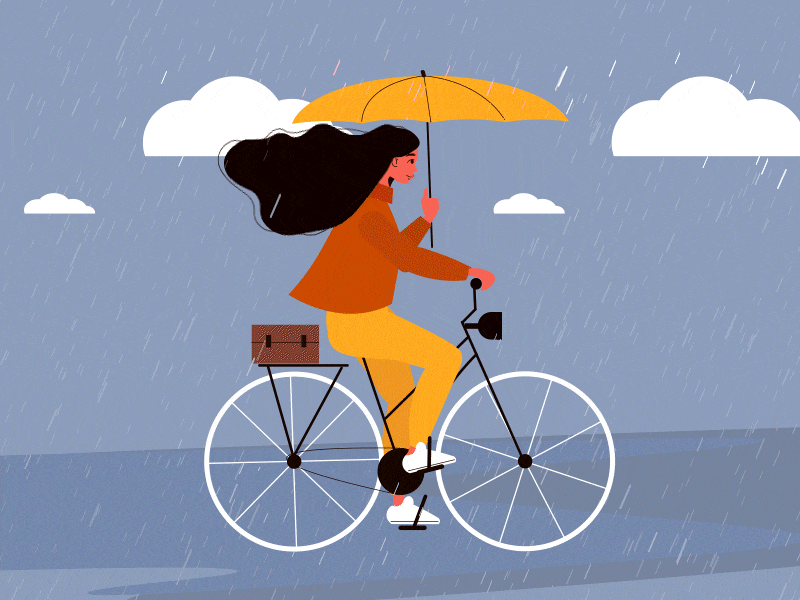 Girl by bicycle 2d animation 2danimation animation design flat vector