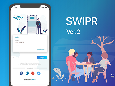 Swipr app clean design flat minimal simple design ui ux