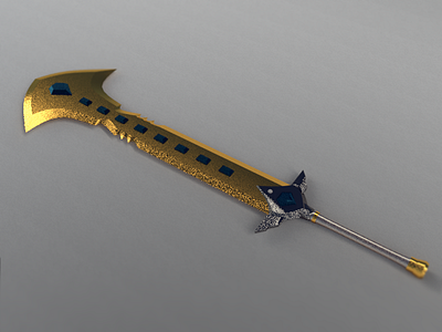 SwordAxe 3d axe blender gem gold render sword wip