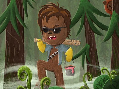 Steve Hairy-ington chewbacca chewie endor ewok fan art forest sci fi star wars stranger things