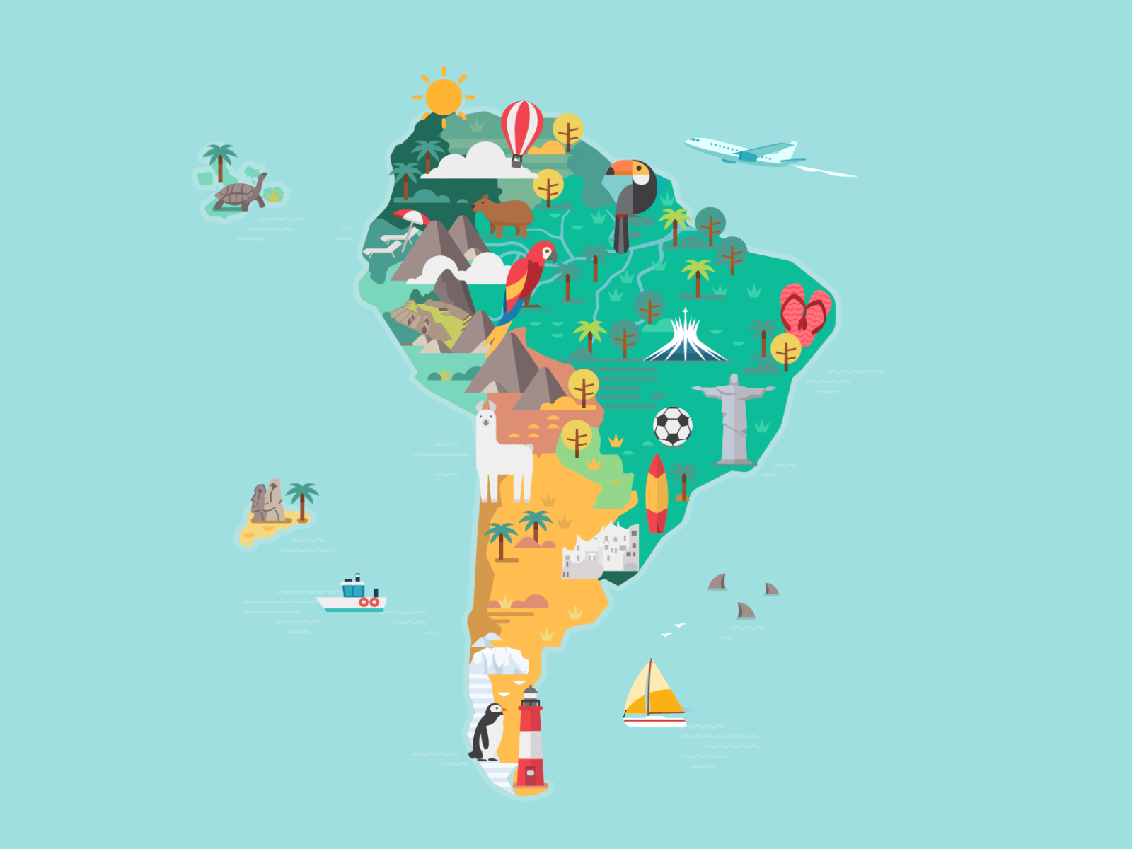 South America map by Gleb Tagirov on Dribbble