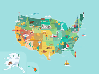Alaska Cartoon Map designs, themes, templates and downloadable graphic  elements on Dribbble