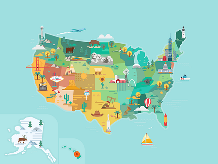 Map of the United States by Gleb Tagirov on Dribbble